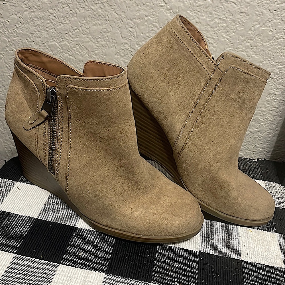 Tan Faux Suede Ankle Boots